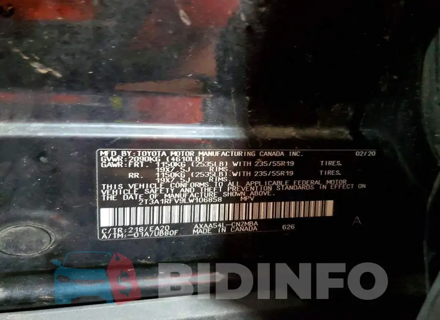 2T3A1RFV9LW106858 Photo# 13