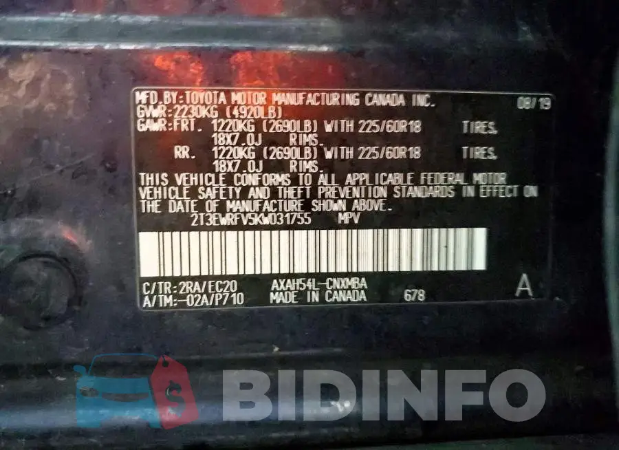 2T3EWRFV5KW031755 Photo# 12