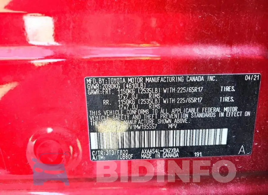 2T3F1RFV1MW195557 Photo# 12
