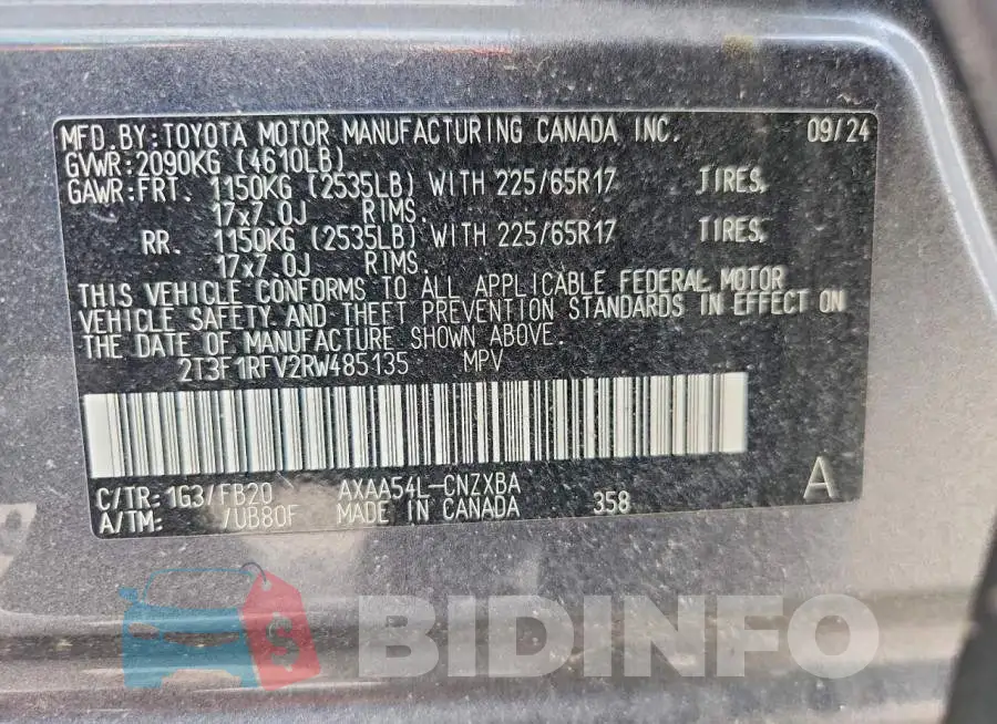 2T3F1RFV2RW485135 Photo# 14