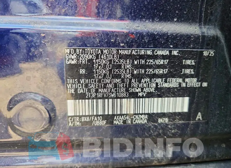 2T3P1RFV7SW610883 Photo# 13