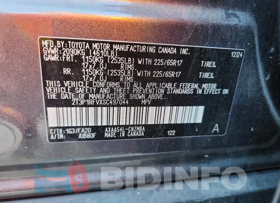 2T3P1RFVXSC497044 Photo# 13