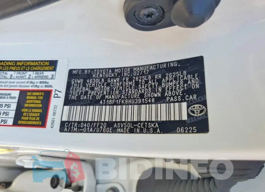 4T1BF1FK8HU391548 Photo# 12