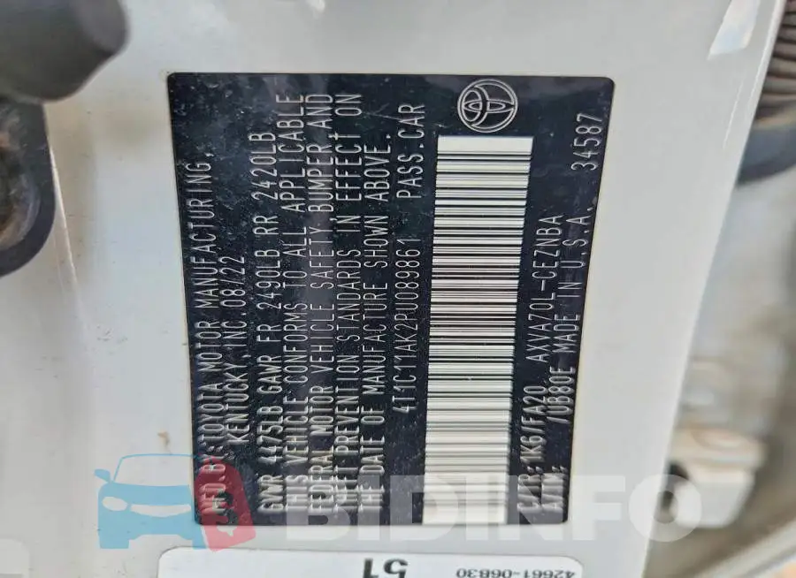 4T1C11AK2PU089861 Photo# 12