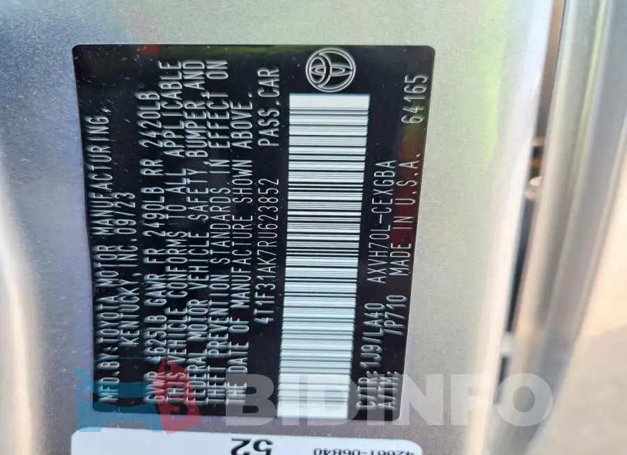 4T1F31AK7RU623852 Photo# 12