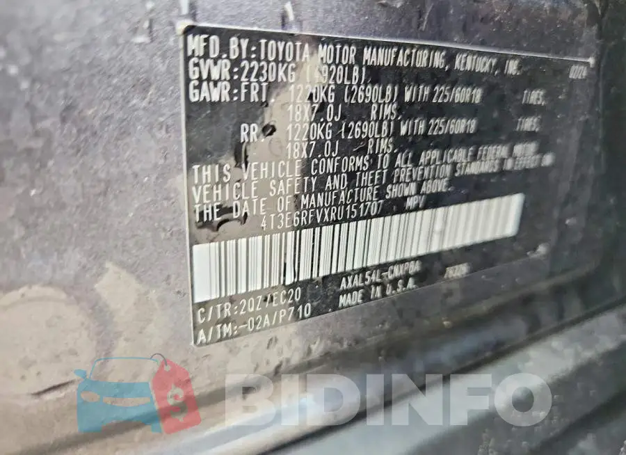 4T3E6RFVXRU151707 Photo# 13