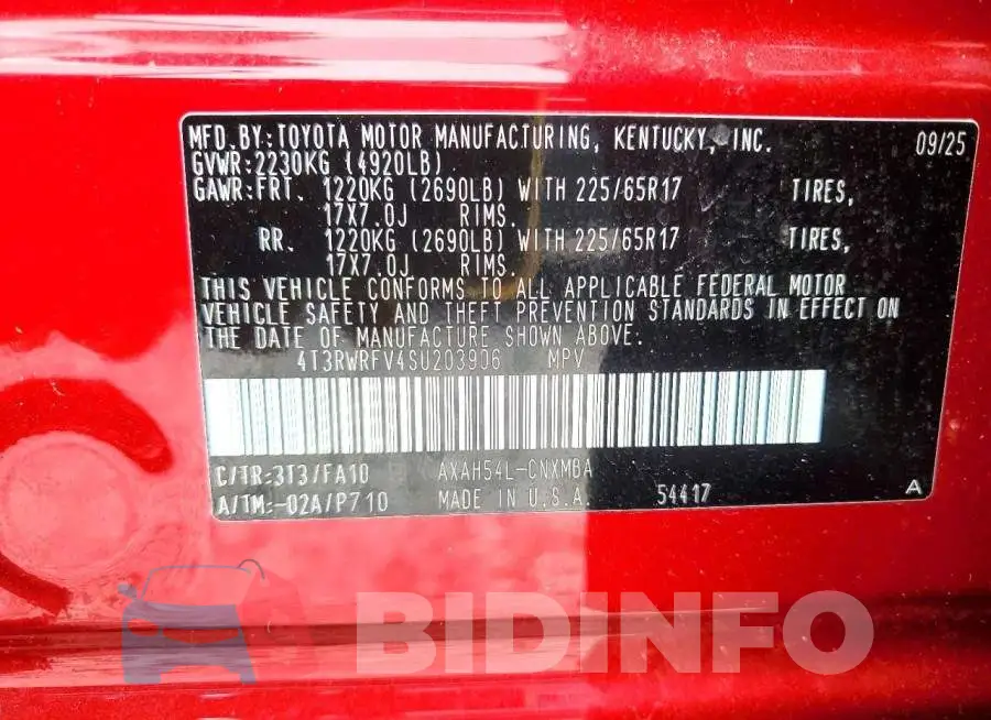 4T3RWRFV4SU203906 Photo# 14
