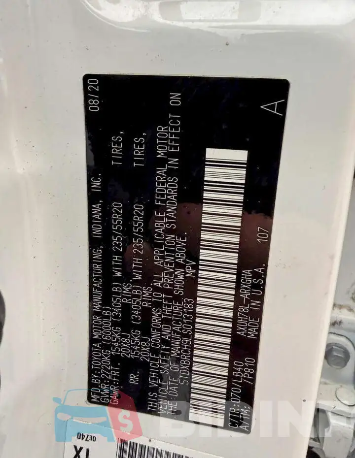 5TDXBRCH9LS013183 Photo# 11