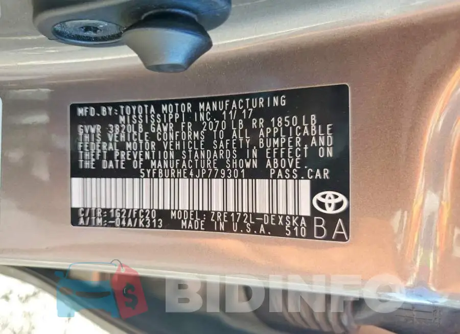 5YFBURHE4JP779301 Photo# 12