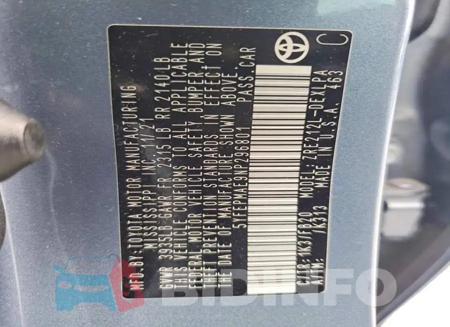5YFEPMAE9NP296801 Photo# 12