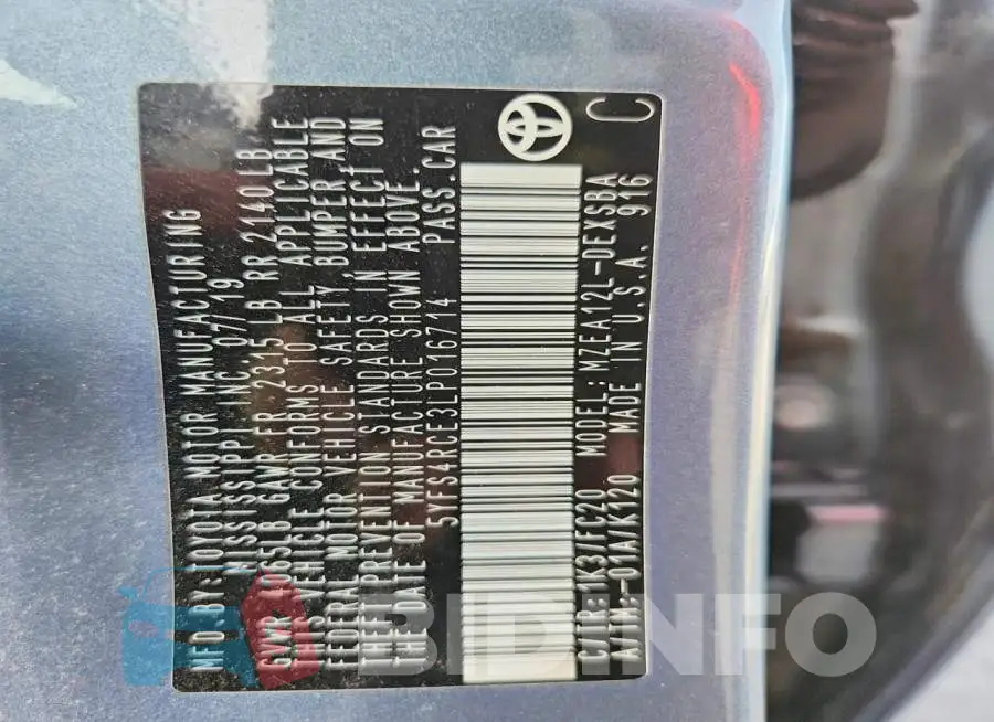 5YFS4RCE3LP016714 Photo# 12