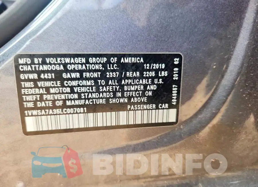 1VWSA7A35LC007081 Photo# 12