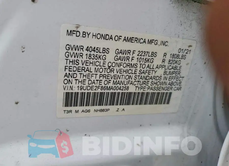 19UDE2F86MA004258 Photo# 13