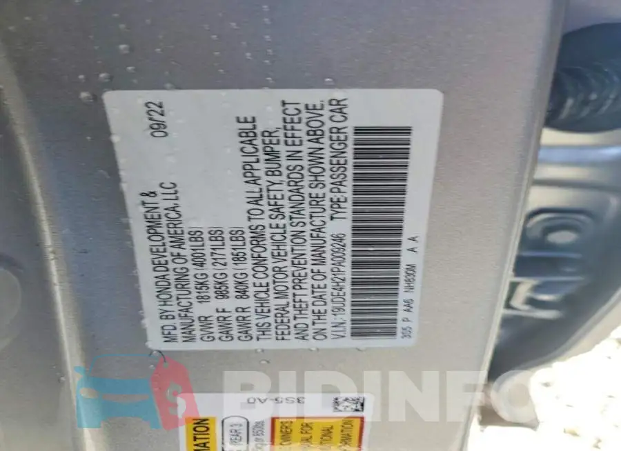 19UDE4H21PA009246 Photo# 12