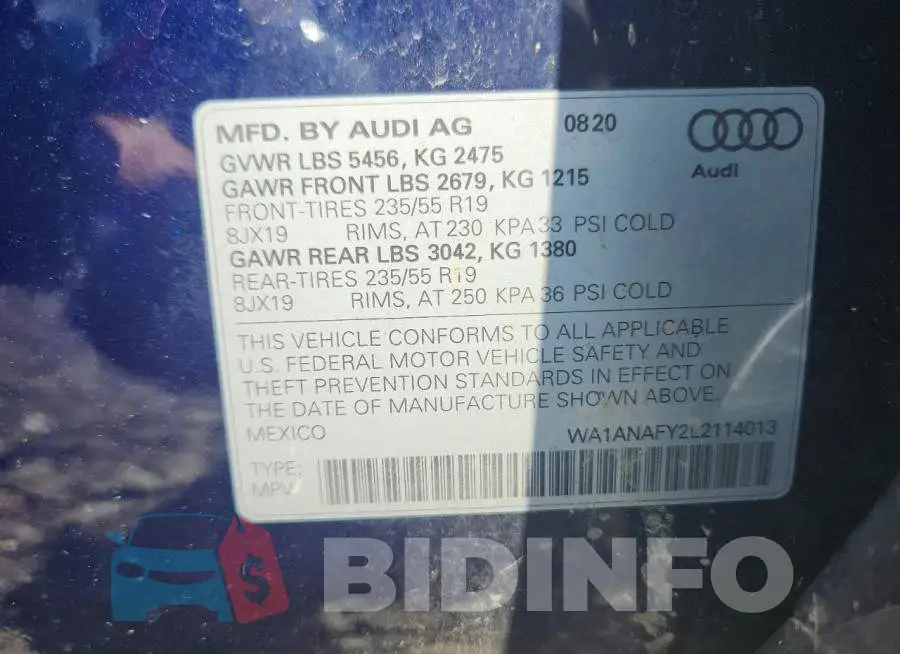 WA1ANAFY2L2114013 Photo# 13