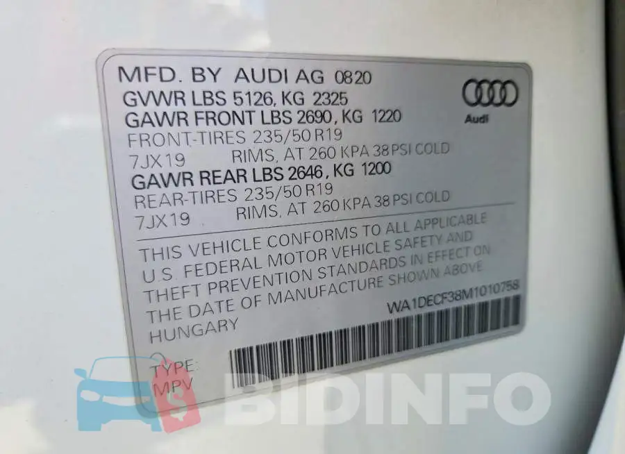 WA1DECF38M1010758 Photo# 12