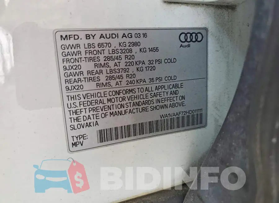 WA1VAAF72HD011111 Photo# 13