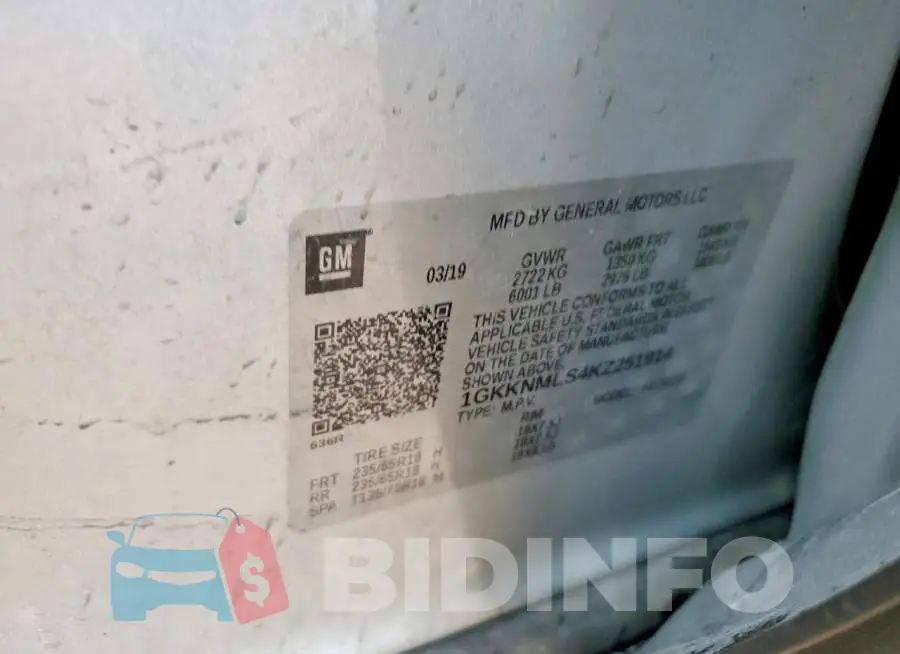 1GKKNMLS4KZ251914 Photo# 13