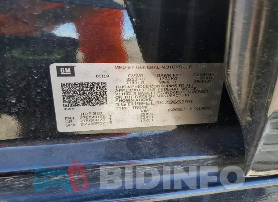 1GTU9FEL3KZ365199 Photo# 13