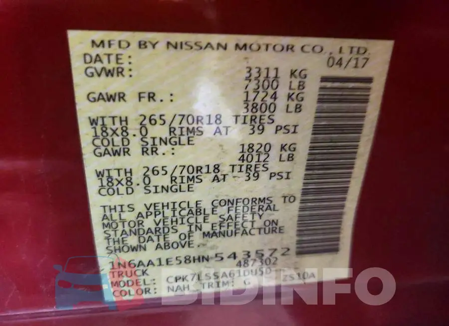 1N6AA1E58HN543572 Photo# 13