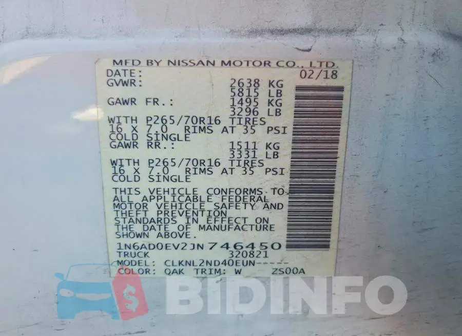 1N6AD0EV2JN746450 Photo# 12