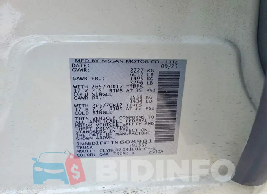 1N6ED1EK1TN608981 Photo# 12