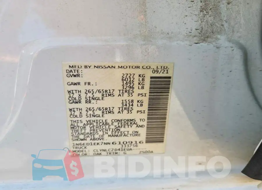1N6ED1EK7NN610916 Photo# 12