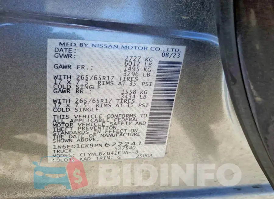 1N6ED1EK9PN672241 Photo# 13