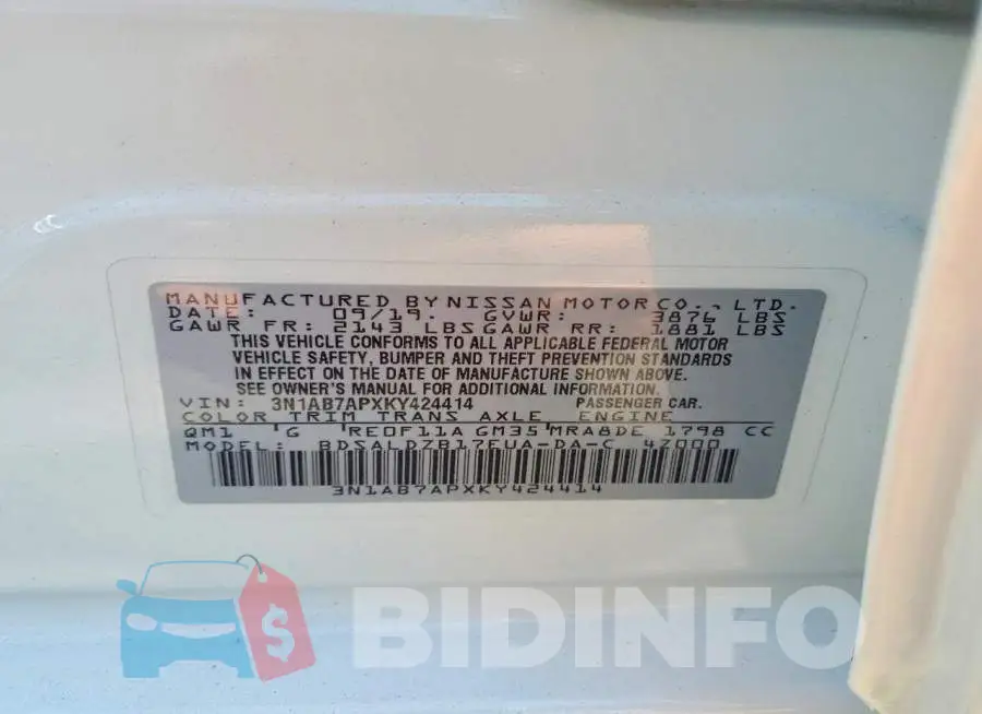 3N1AB7APXKY424414 Photo# 12