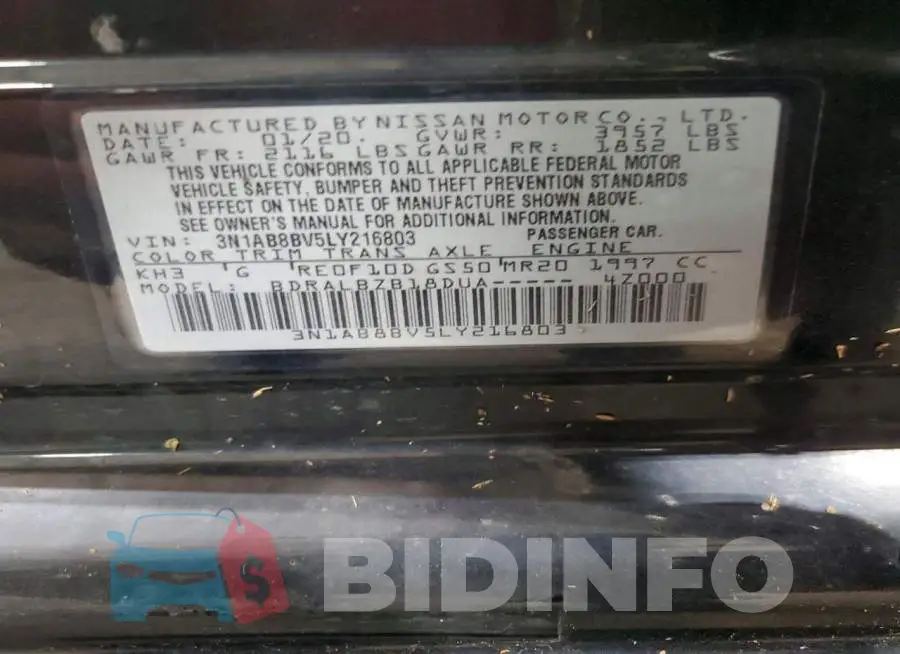 3N1AB8BV5LY216803 Photo# 12