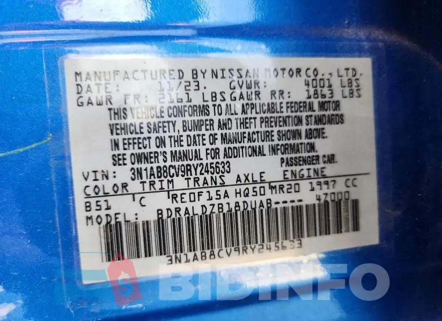 3N1AB8CV9RY245633 Photo# 13