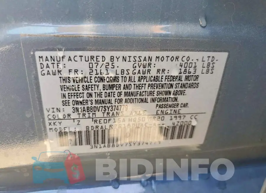 3N1AB8DV7SY374779 Photo# 12