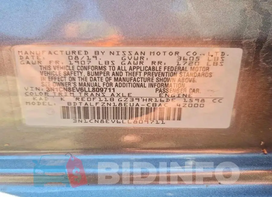 3N1CN8EV6LL809711 Photo# 12