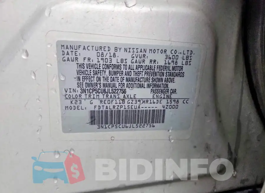 3N1CP5CU6JL522756 Photo# 13