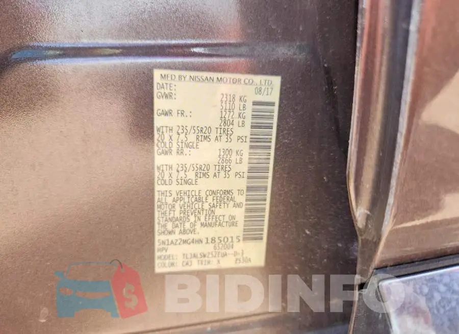 5N1AZ2MG4HN185015 Photo# 12