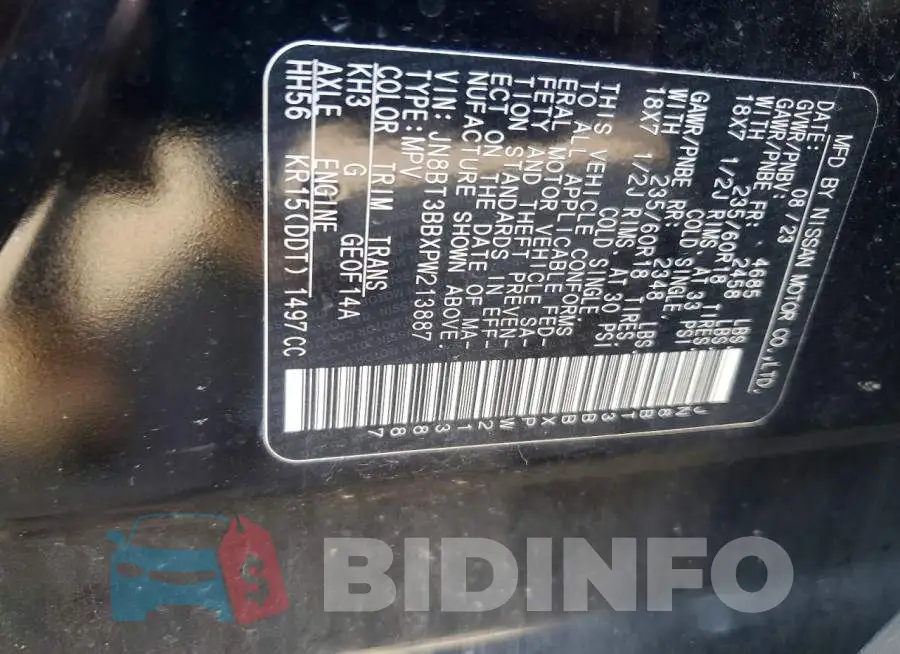 JN8BT3BBXPW213887 Photo# 14