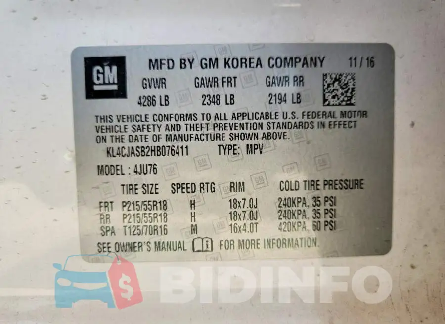 KL4CJASB2HB076411 Photo# 13