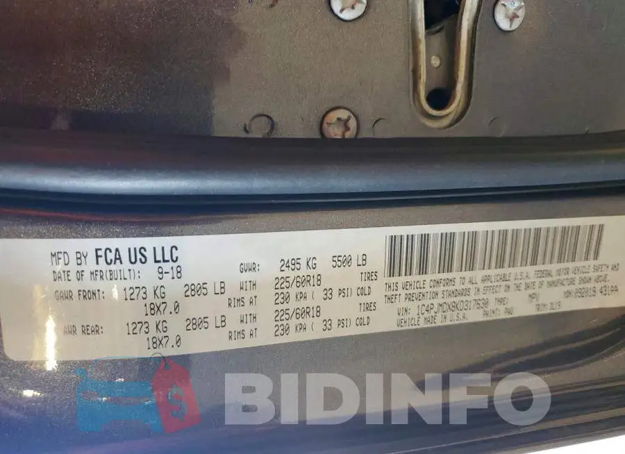 1C4PJMDX8KD317630 Photo# 13