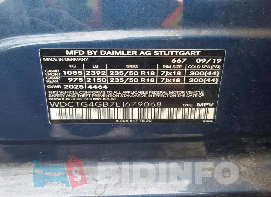 WDCTG4GB7LJ679068 Photo# 14