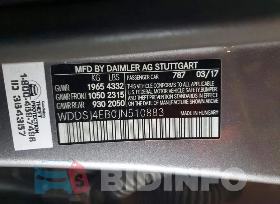 WDDSJ4EB0JN510883 Photo# 12
