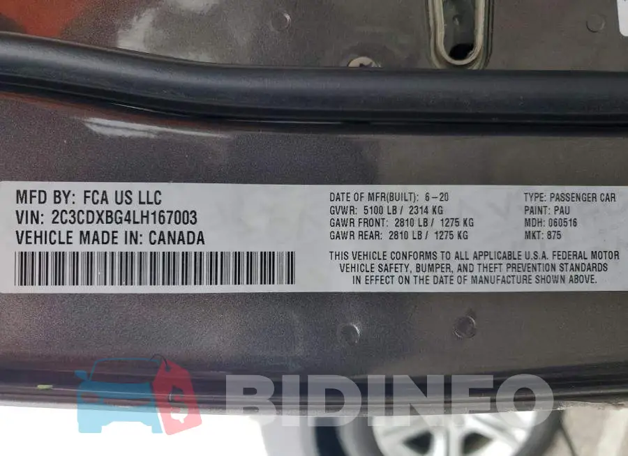 2C3CDXBG4LH167003 Photo# 12