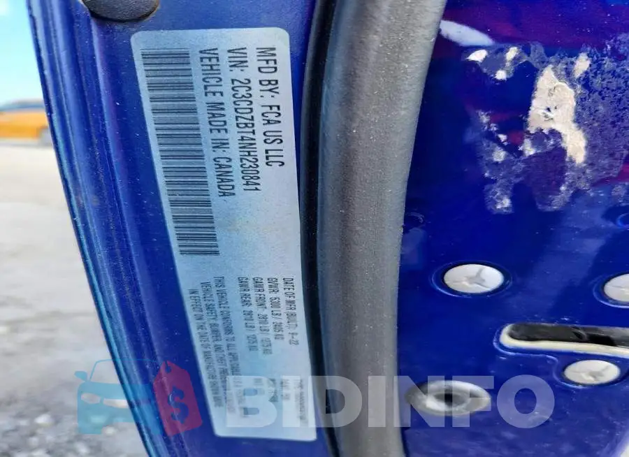 2C3CDZBT4NH230841 Photo# 12