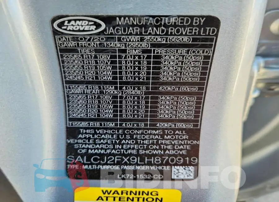 SALCJ2FX9LH870919 Photo# 12