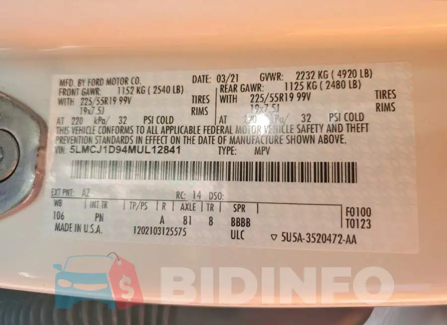 5LMCJ1D94MUL12841 Photo# 12