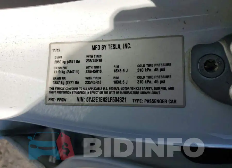 5YJ3E1EA2LF504321 Photo# 12