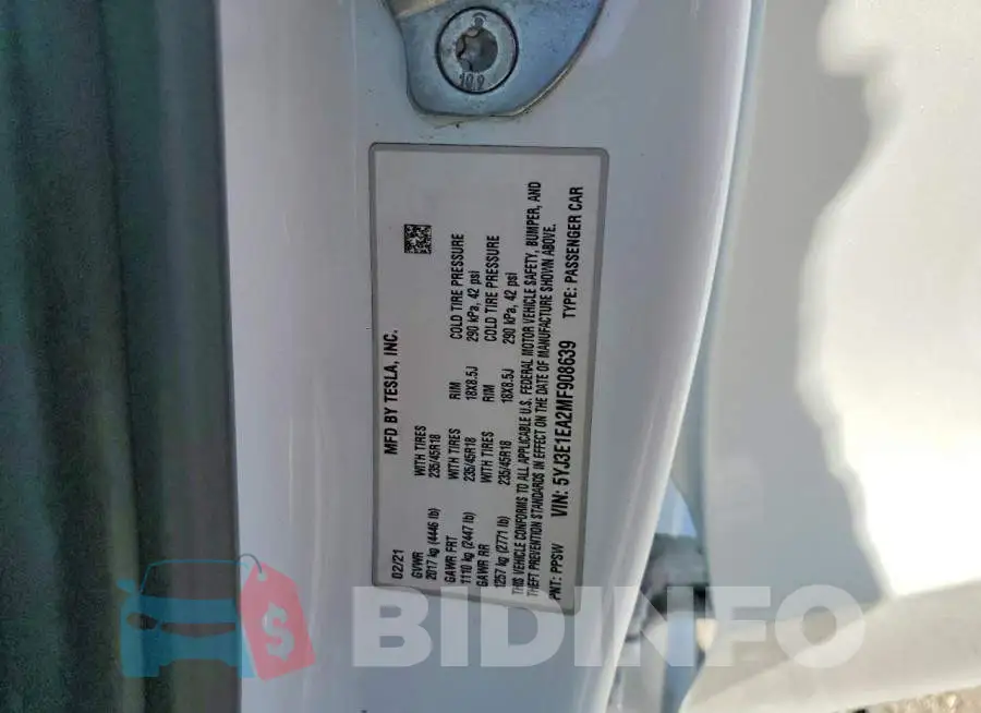 5YJ3E1EA2MF908639 Photo# 12