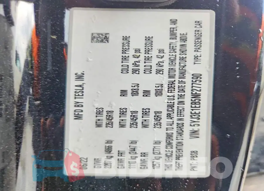 5YJ3E1EB5NF277590 Photo# 13