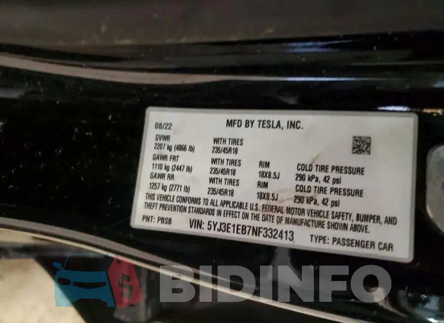 5YJ3E1EB7NF332413 Photo# 12