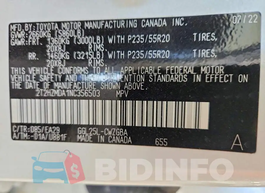 2T2HZMDA1NC356503 Photo# 13