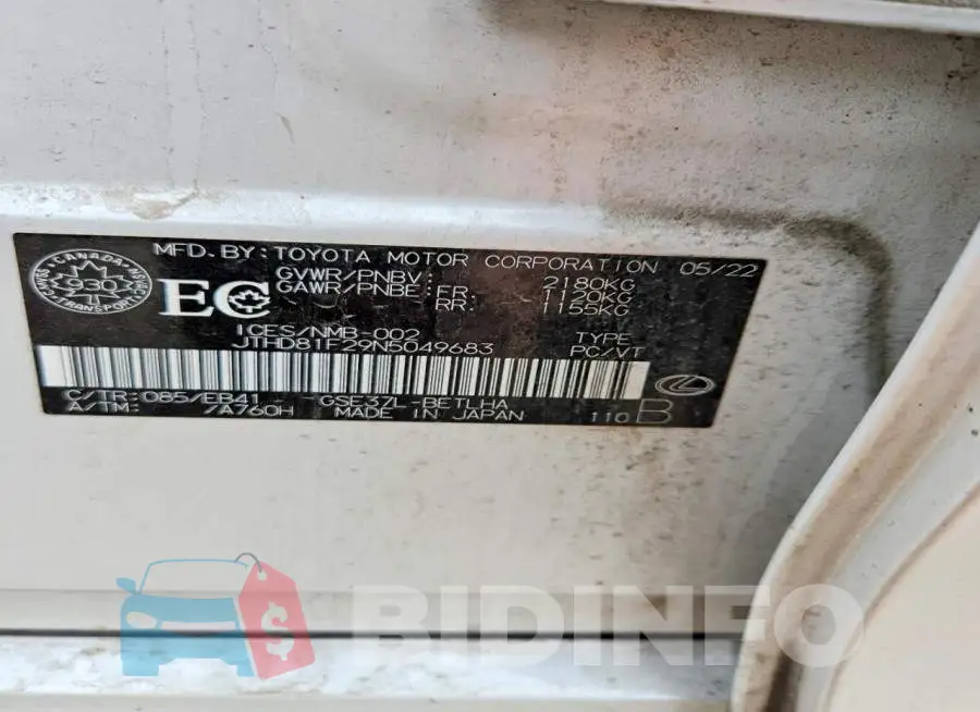 JTHD81F29N5049683 Photo# 12